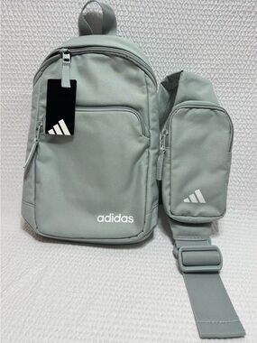 adidas Men's Mint Green Mini Backpack with Sling Pouch